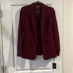 NEW DKNY Blazer with tag. Size 4. The color is Merlot. Elegant and feminine.